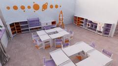 Детский стеллаж угловой «Космос»