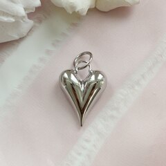 Подвеска Сердце, дутая, 20*28 мм, родий, П826