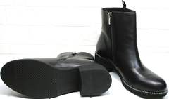 Женские полусапожки без каблука Jina 6845 Leather Black.