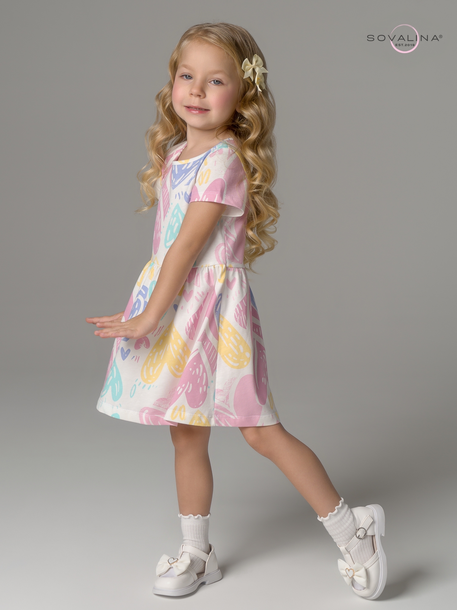 Платье Лето акварельные сердечки