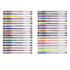 Набор гелевых ручек Alingar, 36 цветов, 1,0мм, 18шт с блест., 6шт пастел., 6шт флуор., 6шт метал., прозрачный, круглый пластиковый корпус, ПВХ чехол