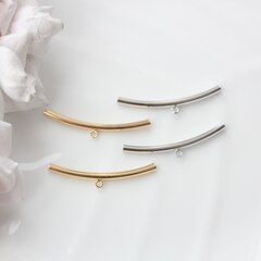 Трубочка с петелькой, спейсер, 39*3 мм, родий, П803