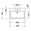 Duravit Vero Раковина  для мебели, без перелива, с 1 отврстием под смес., 700x470мм, Цвет: Белый 454700041