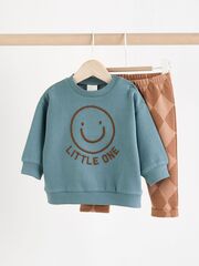 Свитшот и спортивные брюки в комплекте для малышей Next 984-910, Бирюзовый, Коричневый