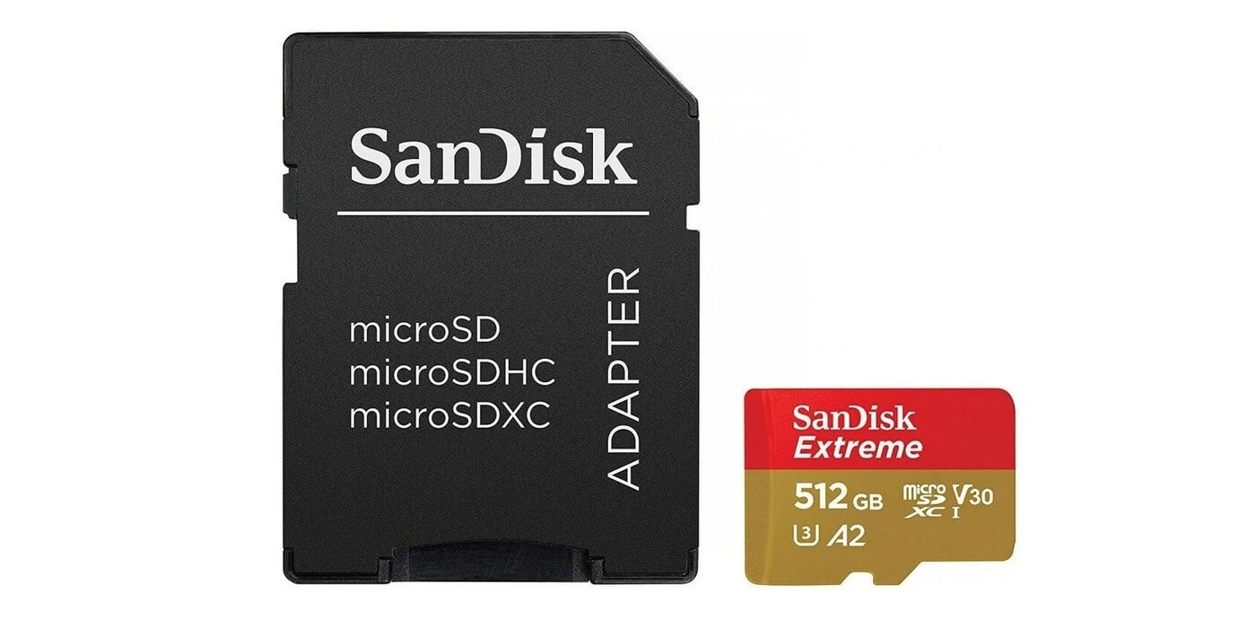 Карта памяти microSDXC 512GB SanDisk UHS-I A2 C10 V30 U3 Extreme (SD адаптер) 160MB/s