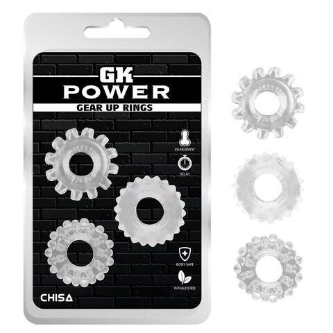 Набор из 3 прозрачных эрекционных колец Gear Up Rings - Chisa GK Power CN-370395710