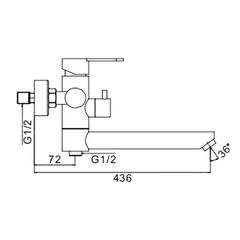Смеситель для ванны, Frap, с картриджем, чер, F22801-6