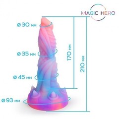 Фаллоимитатор Magic Hero с шипами (19×4,6 см), разноцветный