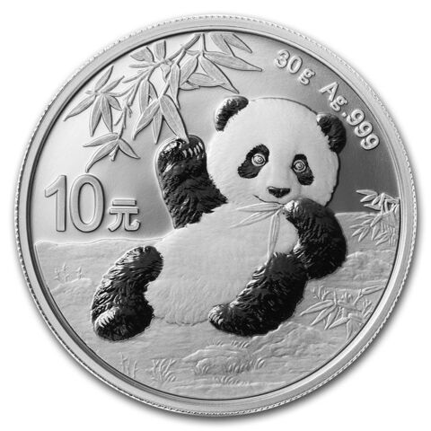 10 юаней 2020 Панда. Китай. Серебро. BrUNC