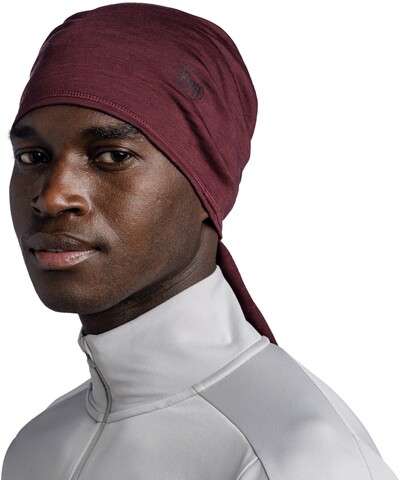 Картинка шарф-труба Buff Wool lightweight Solid Garnet - 5