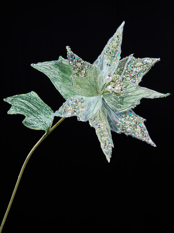 Цветок пуансеттия 64см ChristmasDeLuxe светло-зеленая