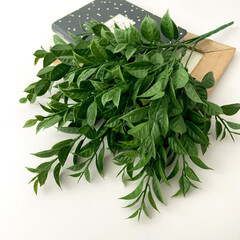 Искусственная зелень декоративная, букет 5 веток, 36 см, цвет Темно-зеленый, набор 1 букет