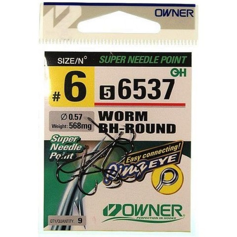 56537 № 6 Крючки OWNER Worm Bh-Round-Bc/ продажа от 5 уп.