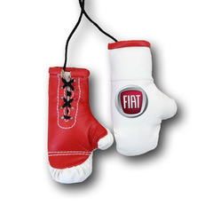 Перчатки боксерские комбинированные "Fiat", белые с красным