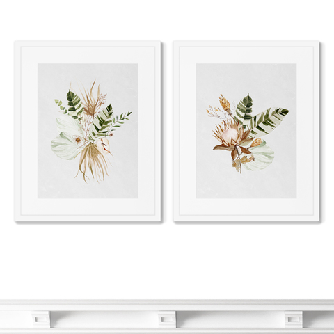 Opia Designs - Набор из 2-х репродукций картин в раме Floral set in pale shades, No5, 2021г.