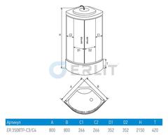 ДУШЕВАЯ КАБИНА ERLIT ER 3508TP-C4 800*800*2150 с высоким поддоном