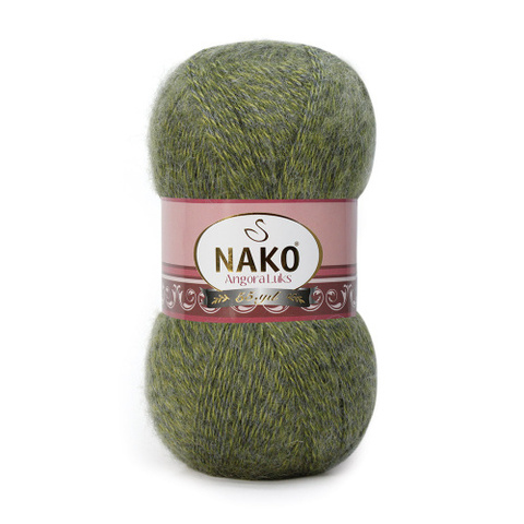 Пряжа Nako Angora Luks 21358 оливковый меланж(уп. 5 мотков)