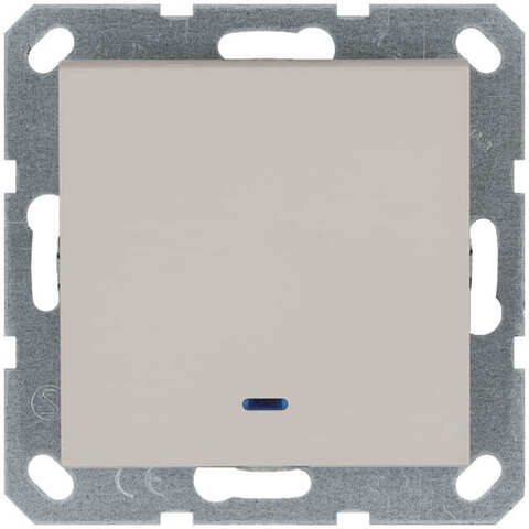 Выключатель одноклавишный с подсветкой 10A 250V~. Цвет Тауп. Jasmart. G3011NT