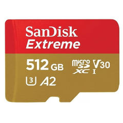 Карта памяти microSDXC 512GB SanDisk UHS-I A2 C10 V30 U3 Extreme (SD адаптер) 160MB/s