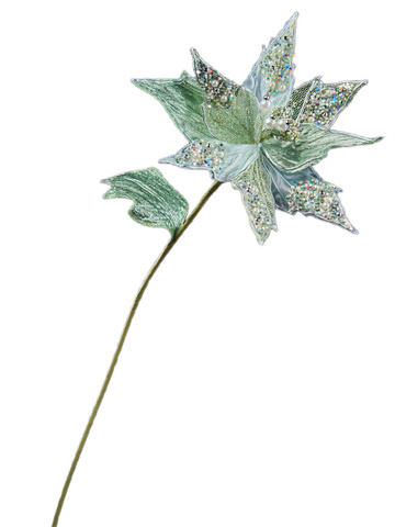 Цветок пуансеттия 64см ChristmasDeLuxe светло-зеленая