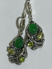 Ящерица (серьги из серебра)