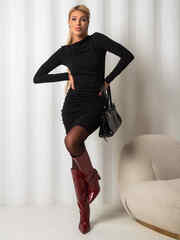 Платье со сборкой (черное)