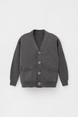 кардиган  для мальчика  КВ 30155/тем.серый меланж