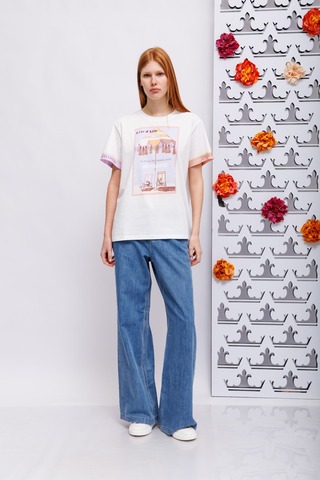 IVI Джинсы -трубы из хлопка и лиоцелла с лампасами-косичками