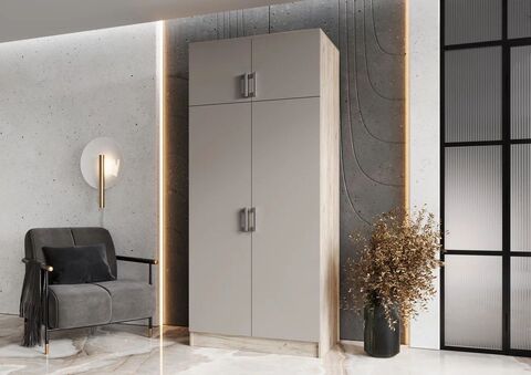 Шкаф 2-х ств. штанга+полка (Кашемир, Дуб Крафт серый)