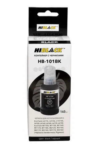 Контейнер с чернилами Hi-Black (HB-E101) для Epson EcoTank L4150/4160, BK pigm, 140ml