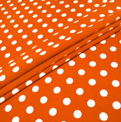 Ткань плательная Кашибо белый горох на оранжевом, d 1,2 см