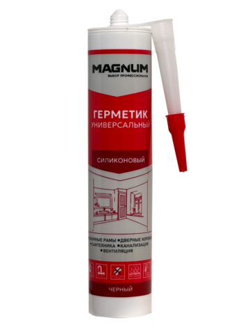 Герметик УНИВЕРСАЛЬНЫЙ силиконовый MAGNUM черный, 280мл (уп - 24шт)