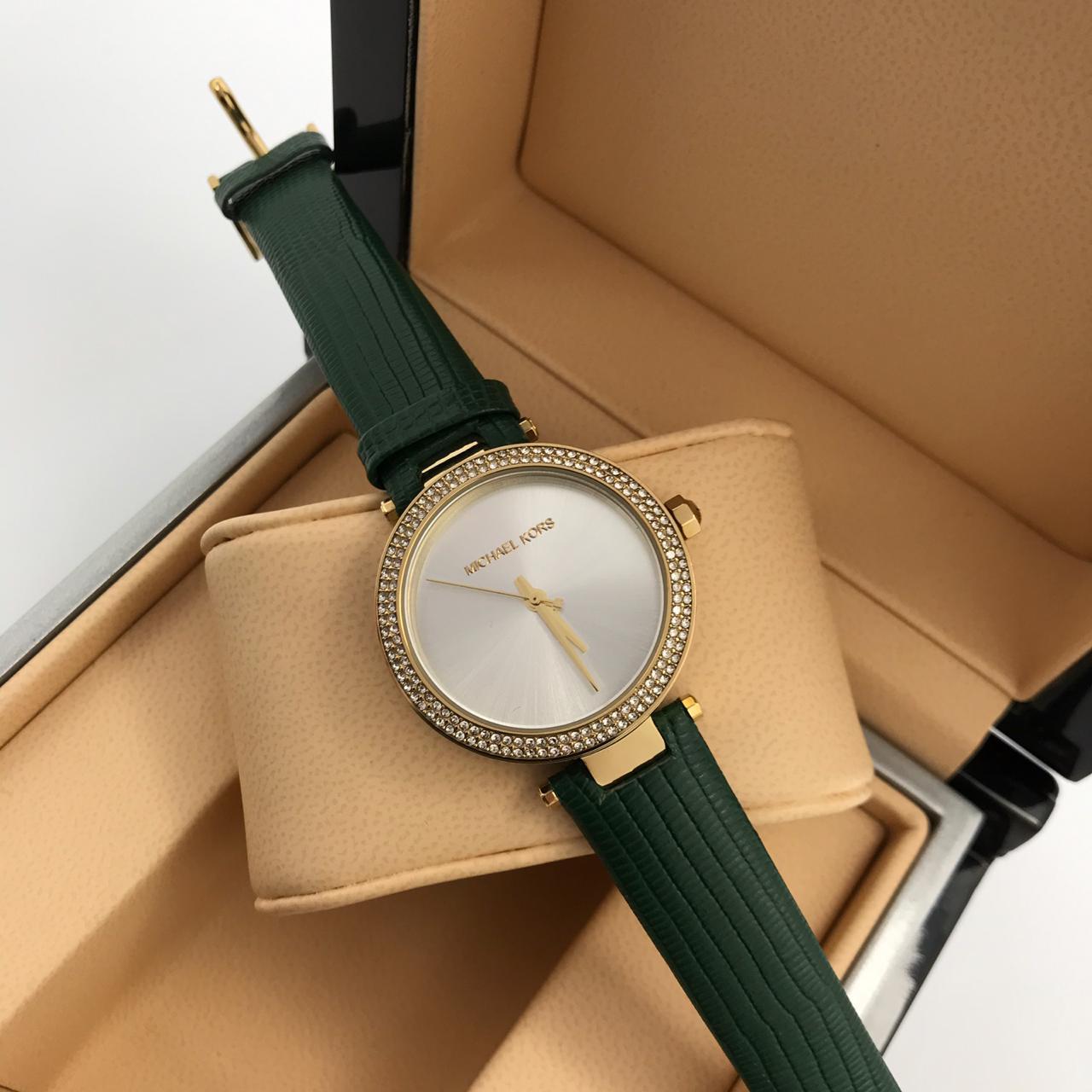 MK3660 - Женские, наручные часы на кожаном, зеленом ремешке