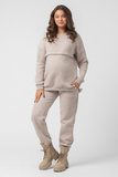 Утепленный спортивный костюм для беременных и кормящих 15069 светлый какао меланж