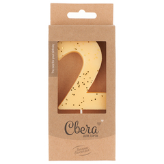 Свеча-цифра ЭКО, Кремовый, с блестками, 