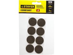 STAYER d 28 мм, самоклеящиеся, фетровые, 8 шт, коричневые, мебельные накладки (40910-28)