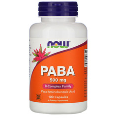 Now Foods, PABA, 500 мг, 100 капсул