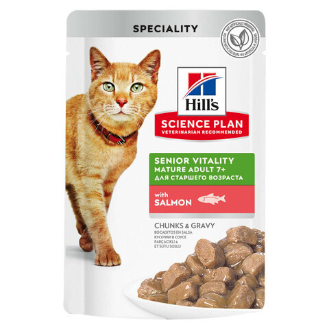 Hill's Senior Vitality пауч для пожилых кошек (лосось) 85г