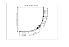 Душевой уголок 1/4 круга, двери раздвижные 200х90x90, хром