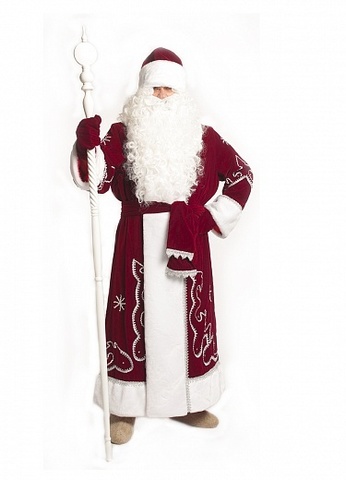 Костюм Деда Мороза из красного бархата с орнаментом