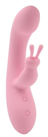 Нежно-розовый вибратор со стимулятором клитора Jumping Rabbit Vibrator - 19,5 см. - Chisa CN-511051390