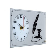 Часы 21 Bek настольные 1322-02  горизонтальные, серые, "Чернильница и перо"