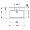 Duravit Vero Раковина  для мебели, без перелива, с 3 отврстиями под смес., 700x470мм, Цвет: Белый 454700044