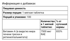 Carlson, витамин A, 25 000 МЕ, 100 мягких таблеток