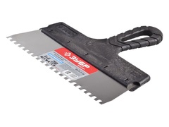 ЗУБР 250 мм, зуб 6 х 6 мм, зубчатый пластиковая ручка, нержавеющий, фасадный шпатель (10078-25-06)