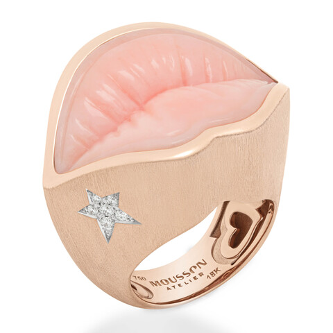 Кольцо с розовым Опалом и Бриллиантами, R0077-1/9