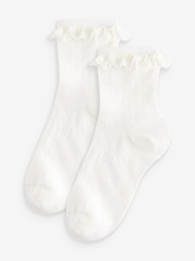 Носки хлопковые с рюшами для девочки Next 121-148, 2 шт., Кремовый