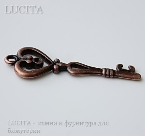 Подвеска "Ключик с сердцем" 42х15 мм (цвет - античная медь) ()
