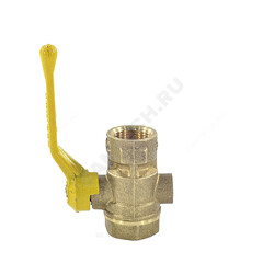 Кран для манометра шаровой латунь 11Б27п10 Ду 15 Ру16 ВР G1/2"-М20х1,5 с рукояткой без фланца флажок/рычаг для газа Цветлит ZW10019