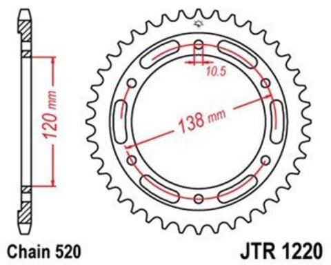 Звезда задняя JTR1220.38 для Honda CBR 250R